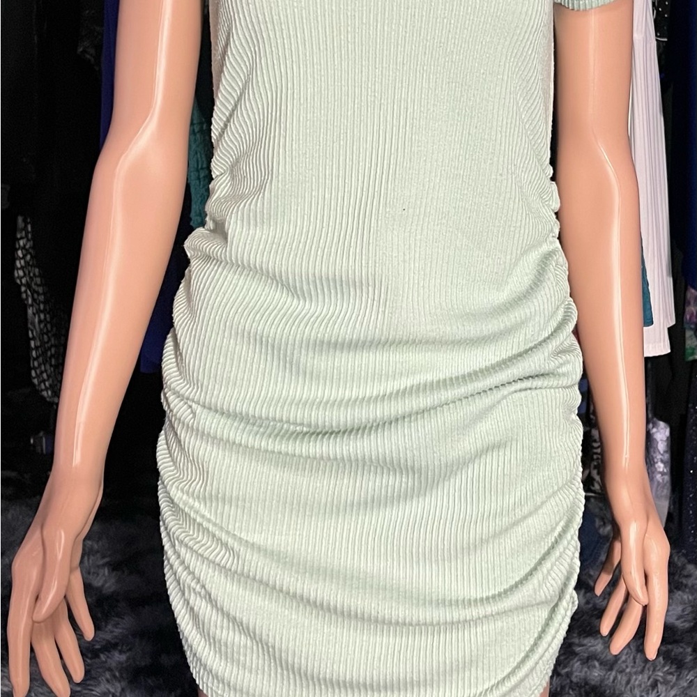 Chic Mint Ribbed Mini Dress